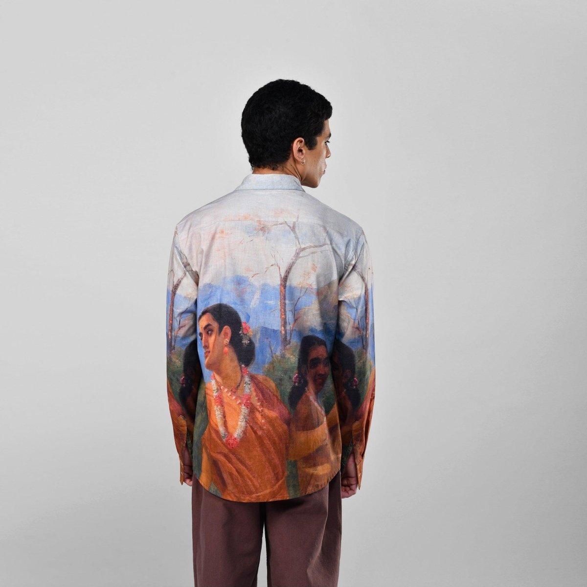 Shakuntala by Raja Ravi Varma - Luxury Designer Shirt | Soft Cotton or Pure Linen | Partywear shirt for Men - Naymish Designs