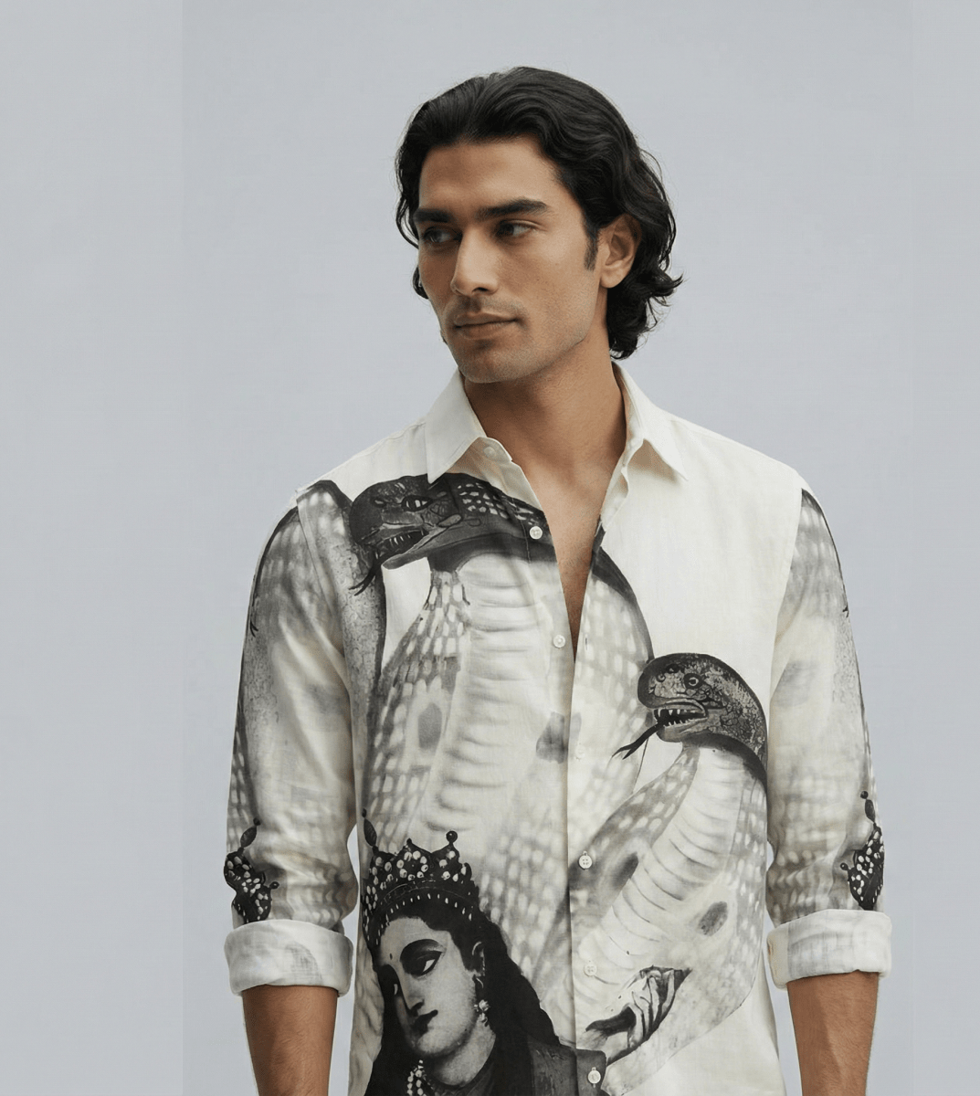 Sheshnag - Luxury Designer Shirt | Soft Cotton or Pure Linen | Partywear shirt for Men - Naymish Designs
