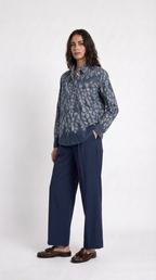 Gond Leaf Shirt Women Blue side view