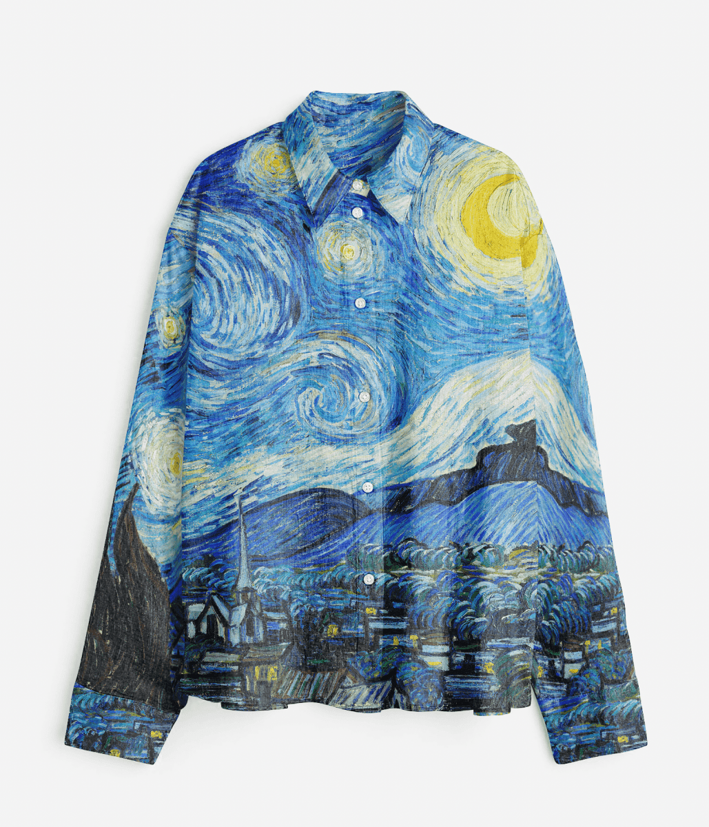 Starry Night Shirt for Men - Blue Available in Cotton and Linen - Naymish Designs