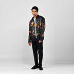 Strawberry Thief - black party wear luxury shirt for men now Available in Cotton and Linen - Naymish Designs