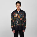 Strawberry Thief - black party wear luxury shirt for men now Available in Cotton and Linen - Naymish Designs