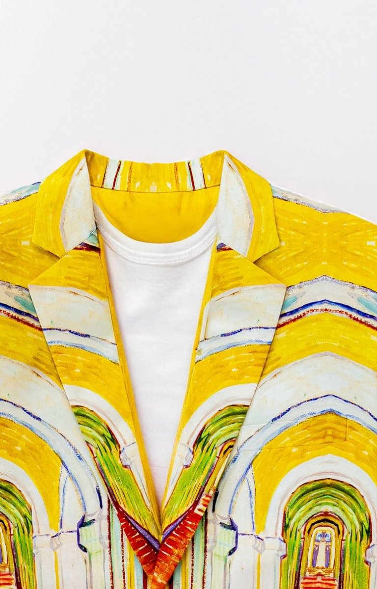 Summer Light Blazer - Asylum by Van Gogh - Yellow Orange Cotton - Unisex - Naymish Designs