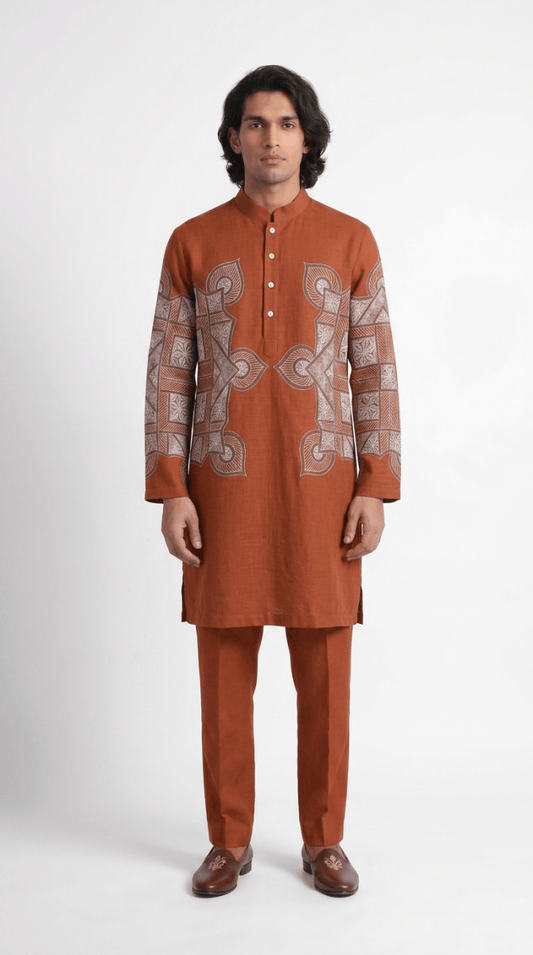Terra-Rangoli-Kurta Set-Men - Naymish Designs
