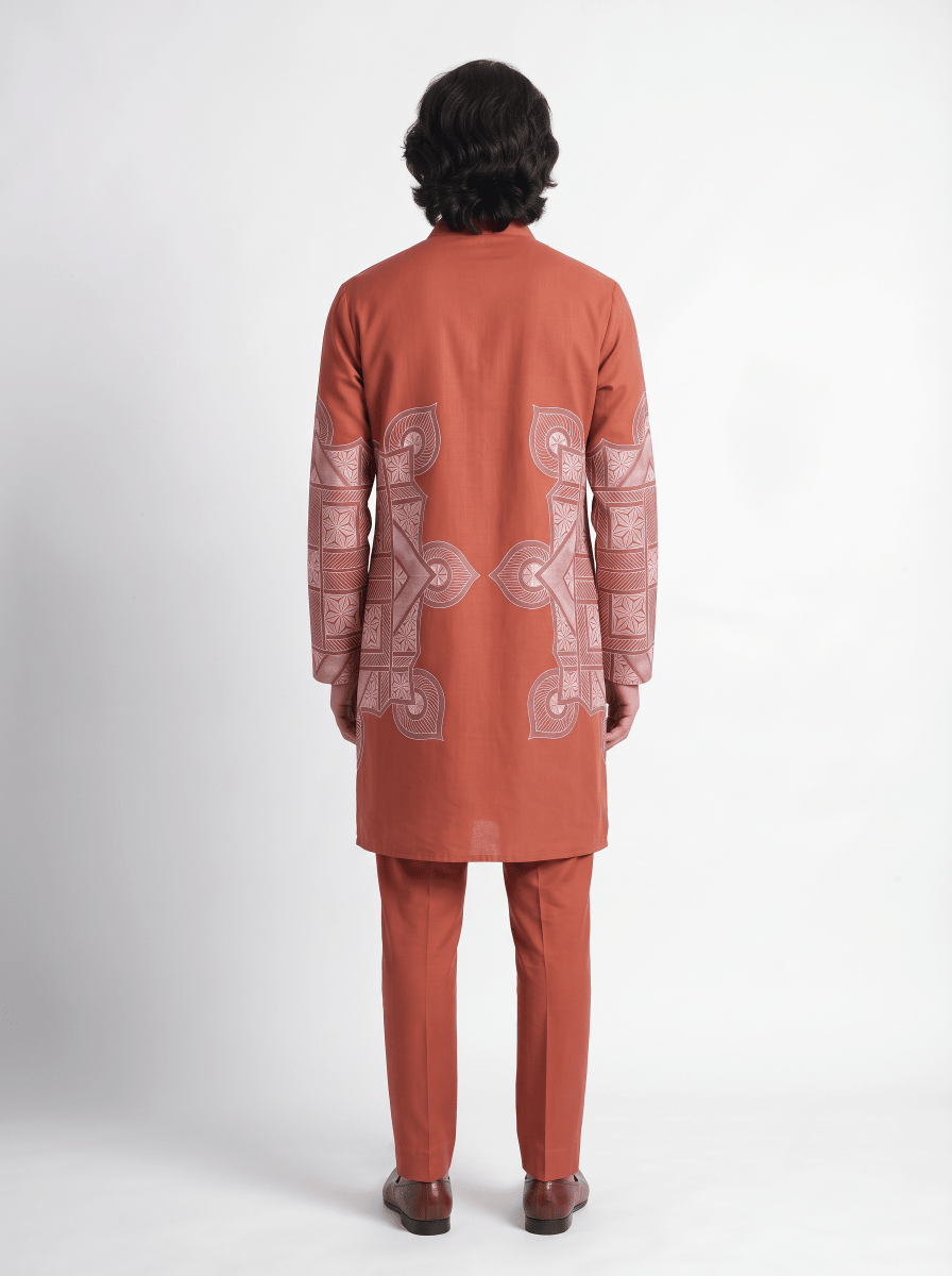 Terra Rangoli Kurta Set Men - Red - Naymish Designs