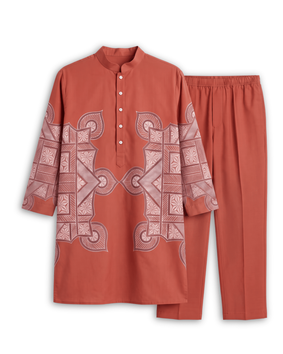 Terra Rangoli Kurta Set Men - Red - Naymish Designs