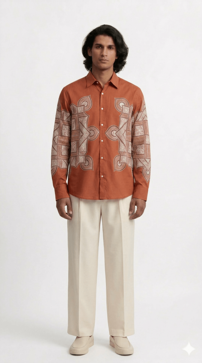 Terra-Rangoli-Shirt Set-Men - Naymish Designs