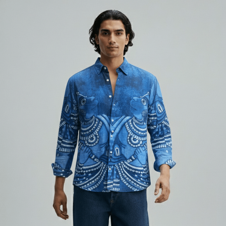 Vanar & Kuranku Pair Culture Heritage Linen Shirts for Man - Naymish Designs