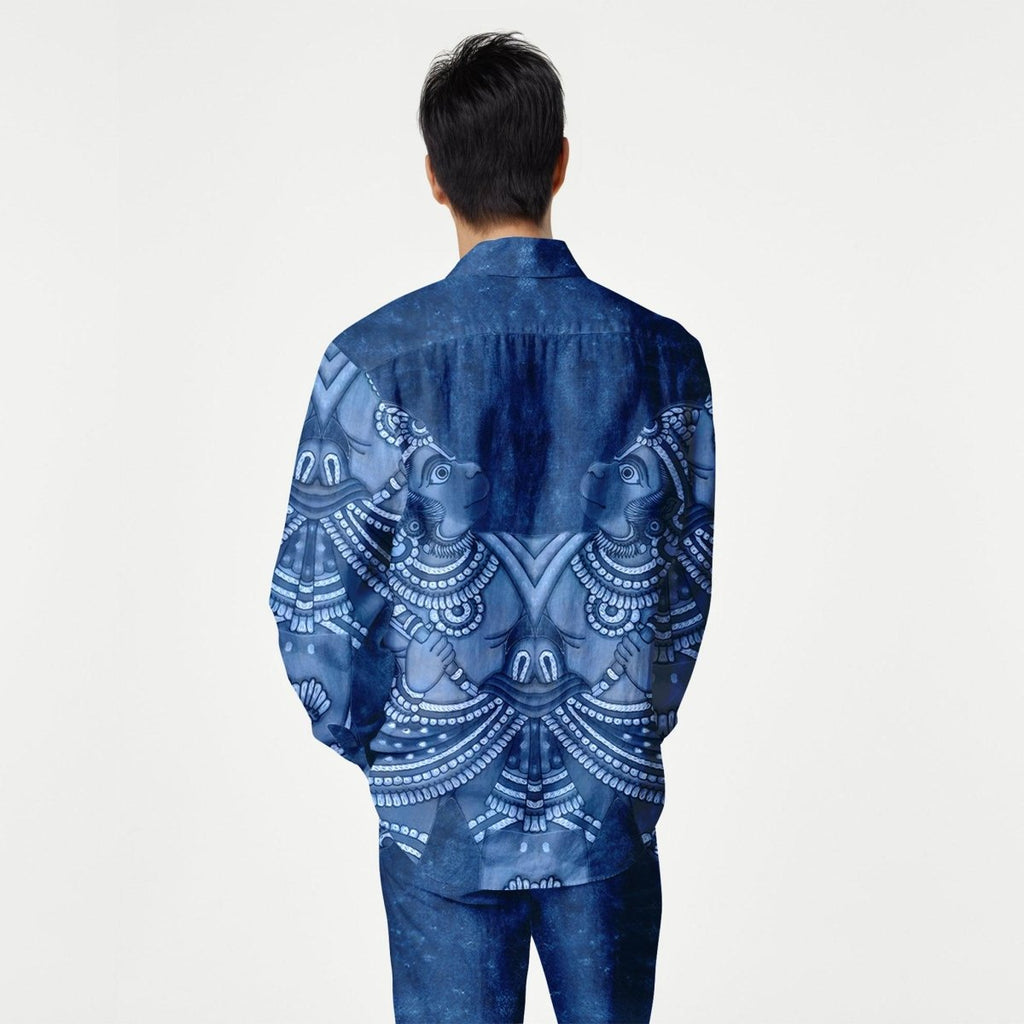 Vanaryugalam Men Shirt Blue in Soft Cotton or Premium Linen - Naymish Designs