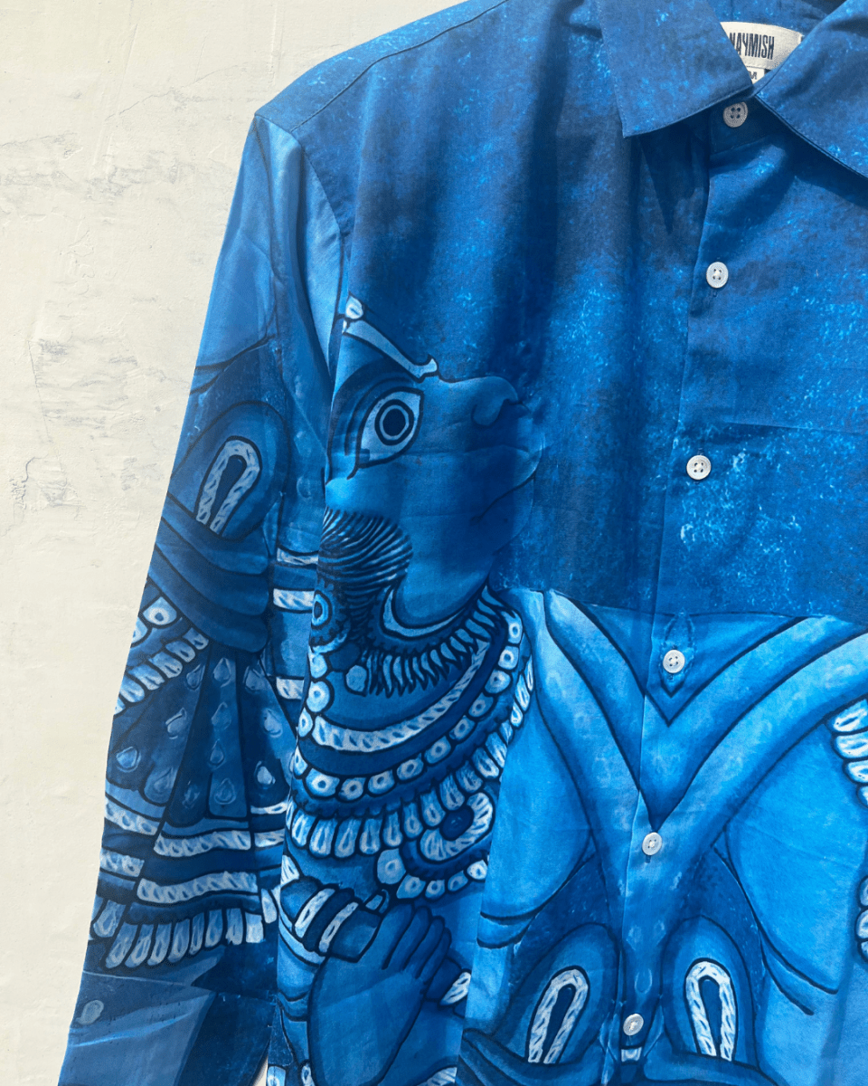Vanaryugalam Men Shirt Blue in Soft Cotton or Premium Linen - Naymish Designs