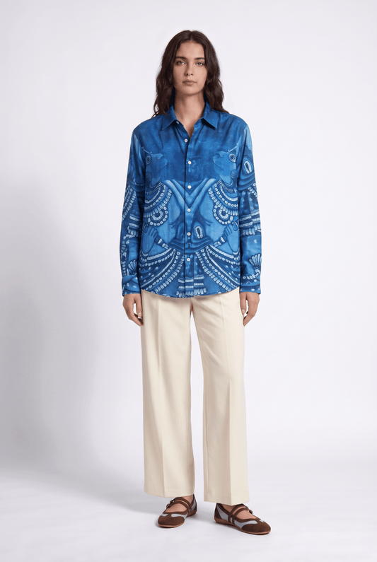 Vanaryugalam Women Shirt - Blue - Cotton or Linen - Naymish Designs