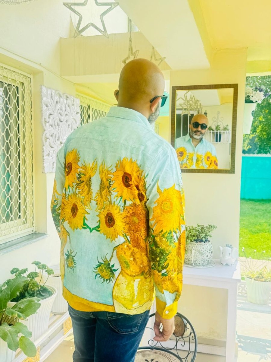 Yellow Sunflower Luxury Party Shirts for Men - Naymish Designs