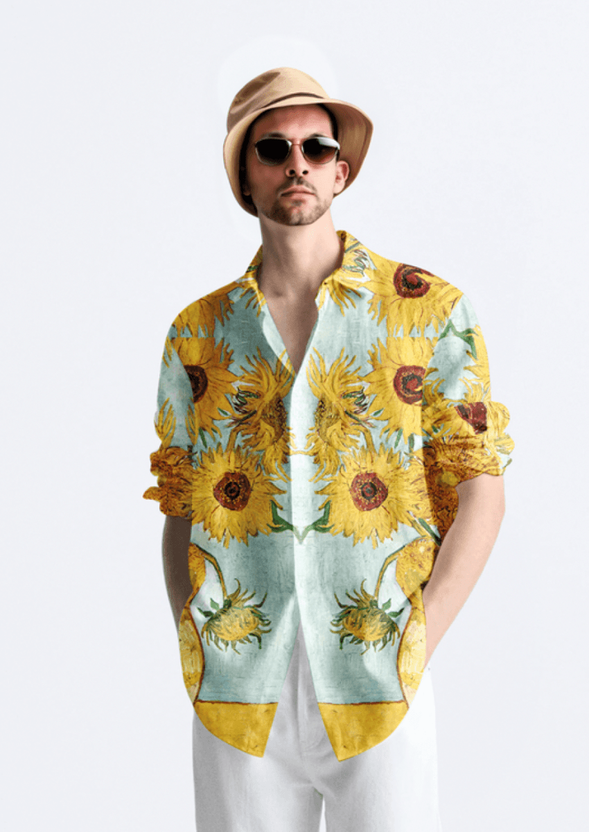 Yellow Sunflower Luxury Party Shirts for Men - Naymish Designs