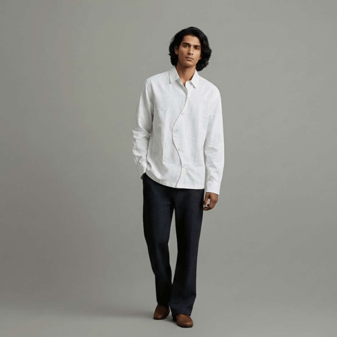 Yin Yang Shirt - YYS - White Cotton Shirt for Men - Naymish Designs